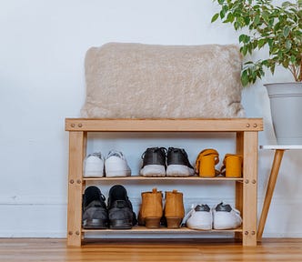 A rack of shoes