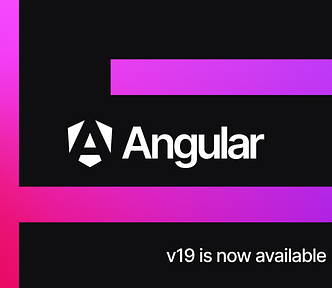 Banner with the Angular logo saying “v19 is now available”