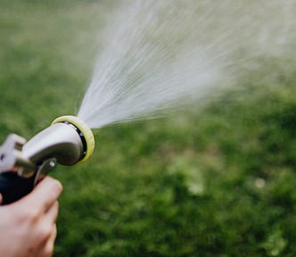 A hose spraying water