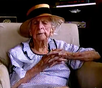 Margery Marjory Stoneman Douglas at the age of 104, when we interviewed her for our documentary, Canary of the Ocean.