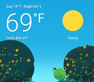 Screenshot of the Google Weather Frog, circa 2021–2022.