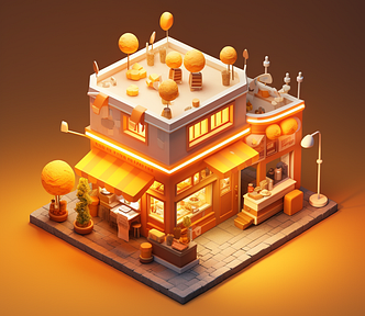 Isometric building created with Midjourney