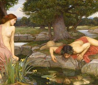 The painting, “Echo and Narcissus” by John William Waterhouse