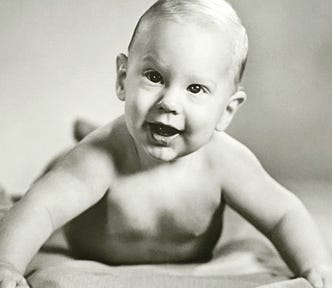 Black and white image of the author as an infant.