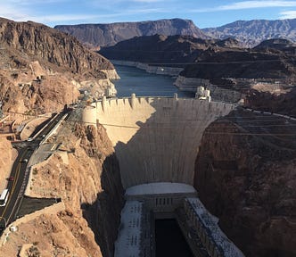 A photo of Hoover Dam showing its very low water levels. Photo by Lindsay E. Durant on Unsplash