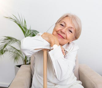 Older woman looking into the camera