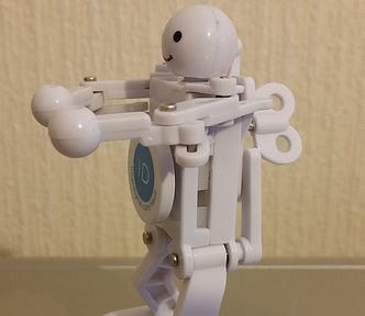 A clockwork toy robot