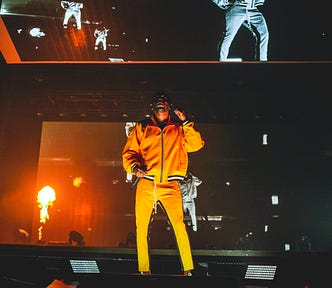 Kendrick Lamar performing for a concert at TD Garden on July 22, 2017 in Boston, Massachusetts on the The DAMN Tour.