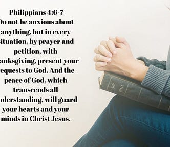 I made this using Canva with their photo of a woman praying, and I added Philippians 4:6–7 to it.