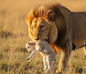 A lion and a lamb
