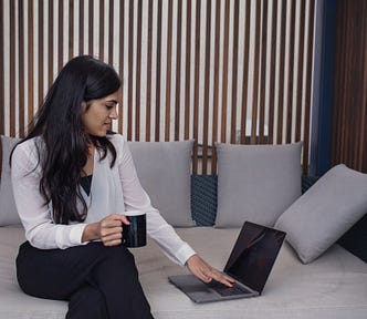 Woman working on laptop