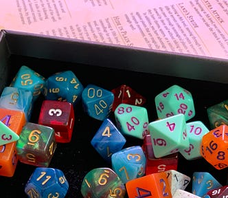 A collection of polyhedral dice
