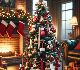 A boxing-themed Christmas tree — The Fighting Bush