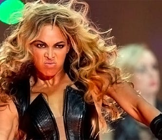 Unflattering Beyoncé meme from 2013 Superbowl