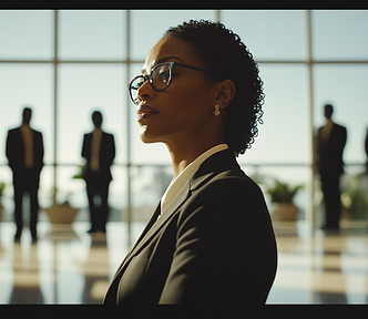 A warm, bright office space with blurred figures in a circle, soft natural light streaming through windows, professional setting, muted colors, emotional moment, cinematic lighting, depth of field, 4k. AI Image.