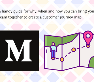 Illustration with text: handy guide for why, when and how you can bring your team together to create a customer journey map