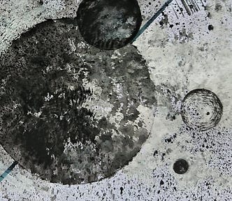 Black sphere in universe symbolising artist block.