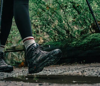 Someone steps in a puddle after the rain