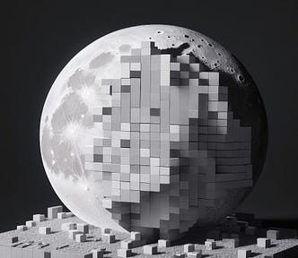 A 3D model of the full moon made with Legos.