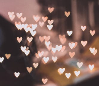 softly glowing small hearts