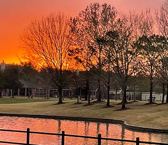 The colorful sky just before sunrise.