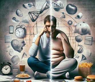 Image depicting the correlation between stress and obesity.