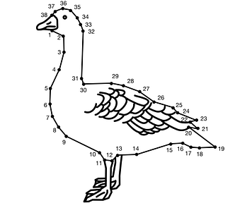 The image shows a connect the dots game which shows the Kaggle goose.