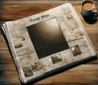 IMAGE: A Dall·E generated image of a newspaper with one of its pieces of news cut out