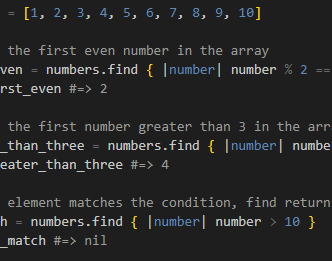 Examples of find methods used to retrieve the first element that meets a specific condition