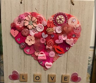 heart shaped plaque with buttons