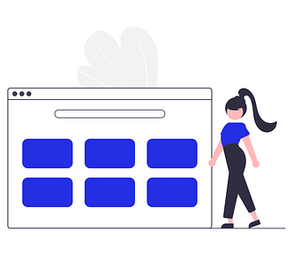 an illustration of a woman that shows a virtual portfolio