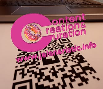 Pink 3D logo hovering above a QR code