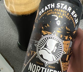 A can of Death Star II, Northern Monk beer and a pint glass.