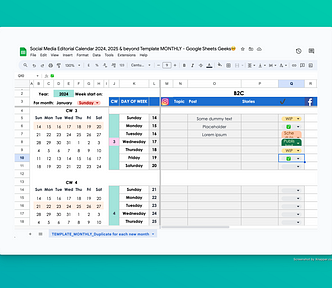 Screenshot of 2024 Social Media Calendar