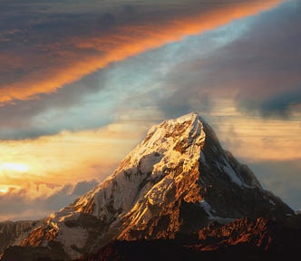 mountain with clouds