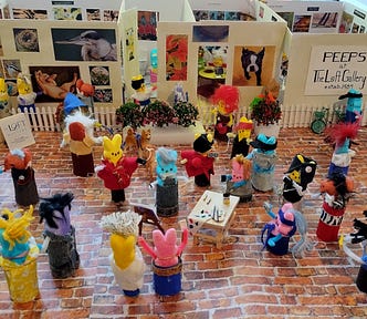 A diorama created using Peeps candies to depicted the exterior of The Loft Gallery.