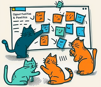 Opportunities & Polllitics — cats doing a workshop