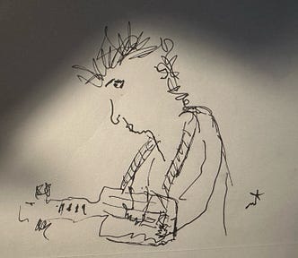 Bob Dylan doodle by the Mark Tulin.