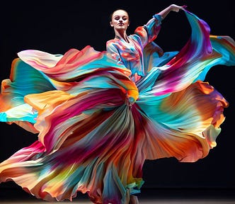 Image of a dancer in bright flowing clothes to illustrate post