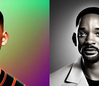 I made these digital images of Will Smith with Jasper Art and Canva — The 3 Most Shocking Things I Learned From Will Smith’s Biography