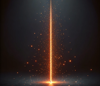 An orange spark pillar descending from heaven, AI Generated.