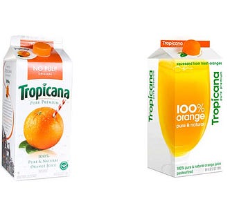 The “old” package (on the left) vs the redesigned package (on the right).