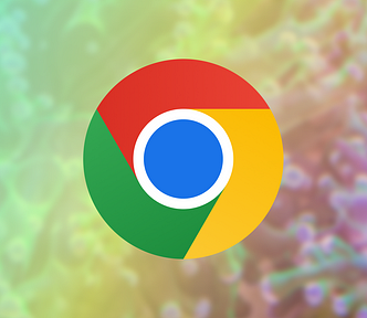Google Chrome logo over an image from Unsplash.