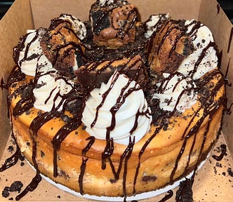 A decadent chocolate inspired cheesecake creation by Chuck of Cheese Cheesecake Bakery of Mobile, AL