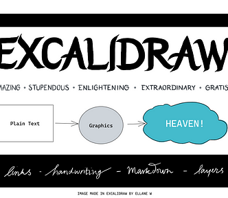 Handwritten text extolling the virtues of Excalidraw