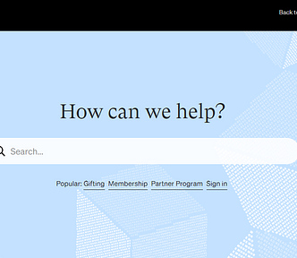 Screenshot of Medium Help Center home page showing a search bar and the words “How can we help?”