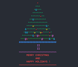 The expected output of the Holiday Greeting Message “Merry Christmas and Happy Holidays !”