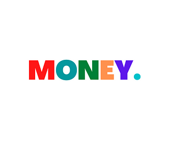 An image showing the word money in capital letters against a white background. Letter M is in red color. Letter O is in blue color. Letter N is in green color. Letter E is in orange color. Letter Y is in blue color.