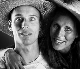 couple with smiles and silly faces