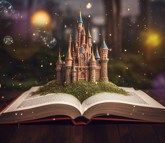 Image of a castle upon a storybook.